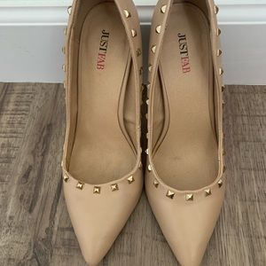 Nude studded heels